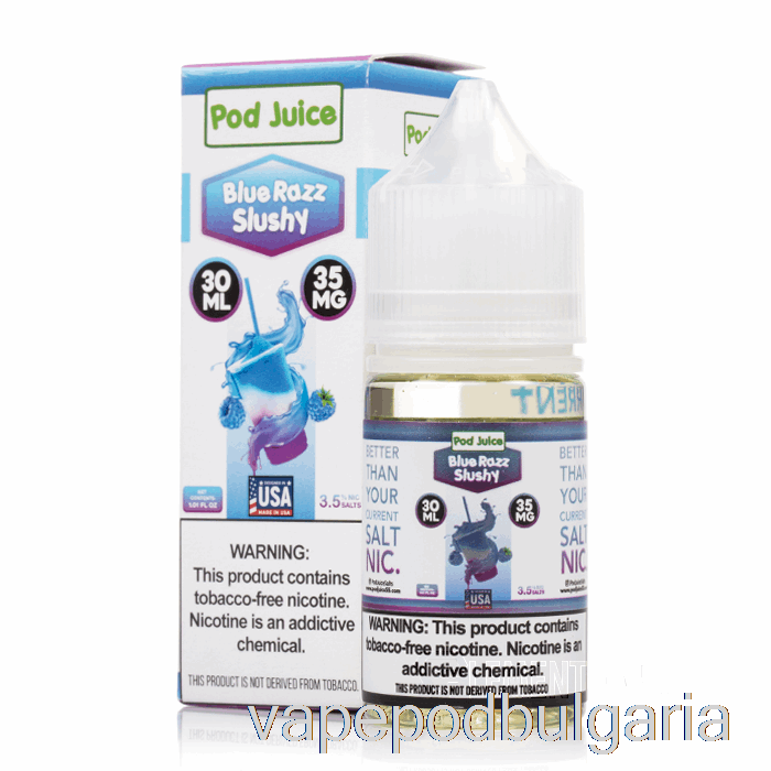 Vape 10000 Дръпки Blue Razz Slushy - Pod Juice - 30ml 10mg